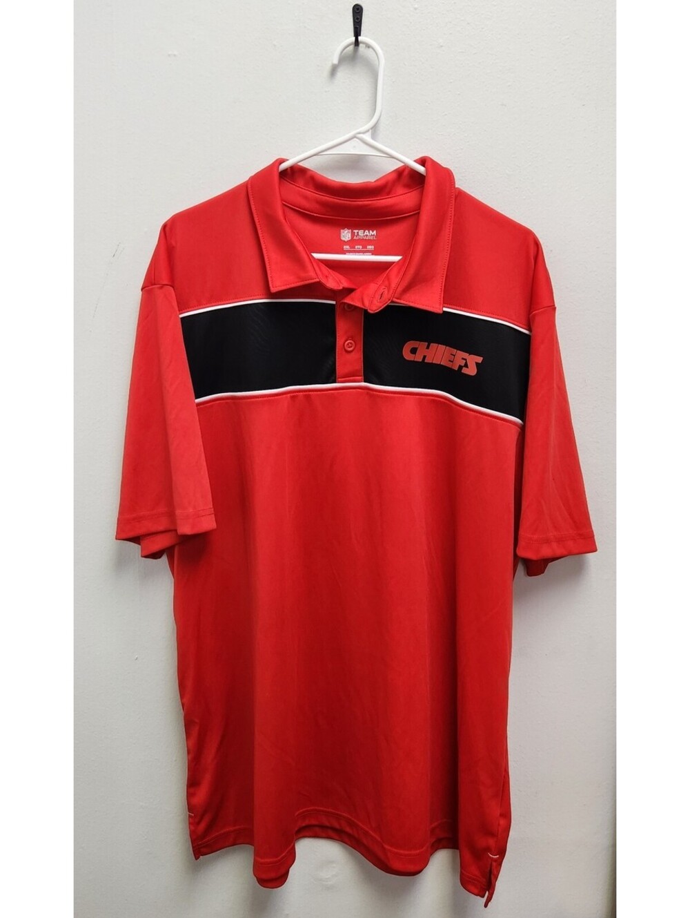 NFL Team Apparel KC Kansas City Chiefs Men's Polo Shirt Size 2XL Red Black